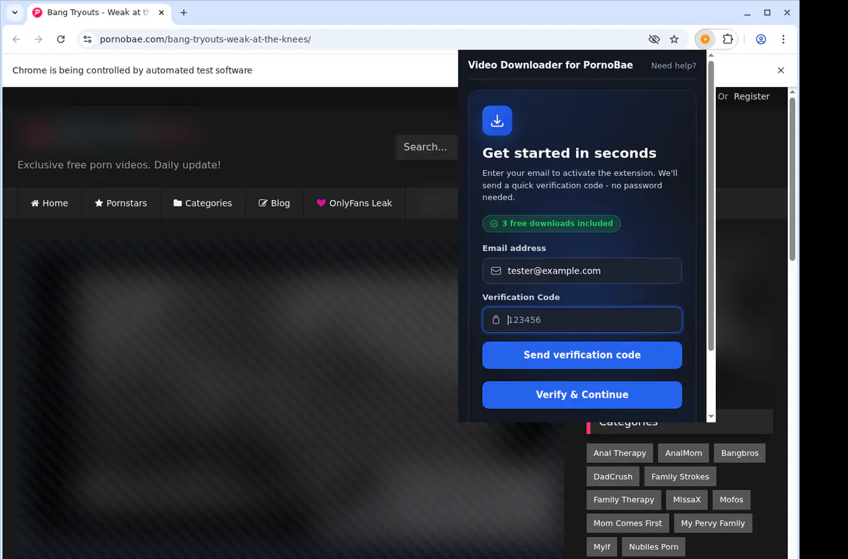 Pornobae Video Downloader browser extension screenshot 4
